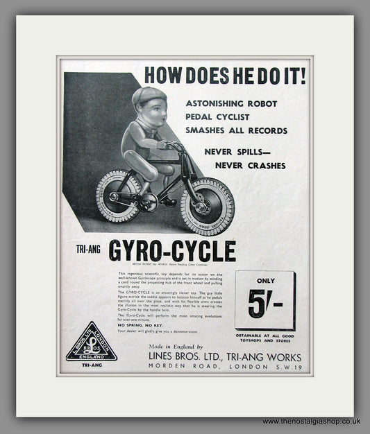 Gyro-Cycle by TRI-ANG. Original Advert 1939 (ref AD51043)