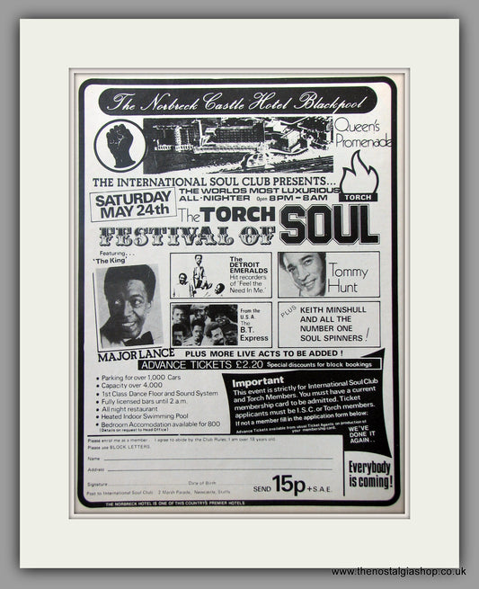 The Torch Festival Of Soul. Norbreck Castle, Blackpool. 1975 Original Advert (ref AD51078)