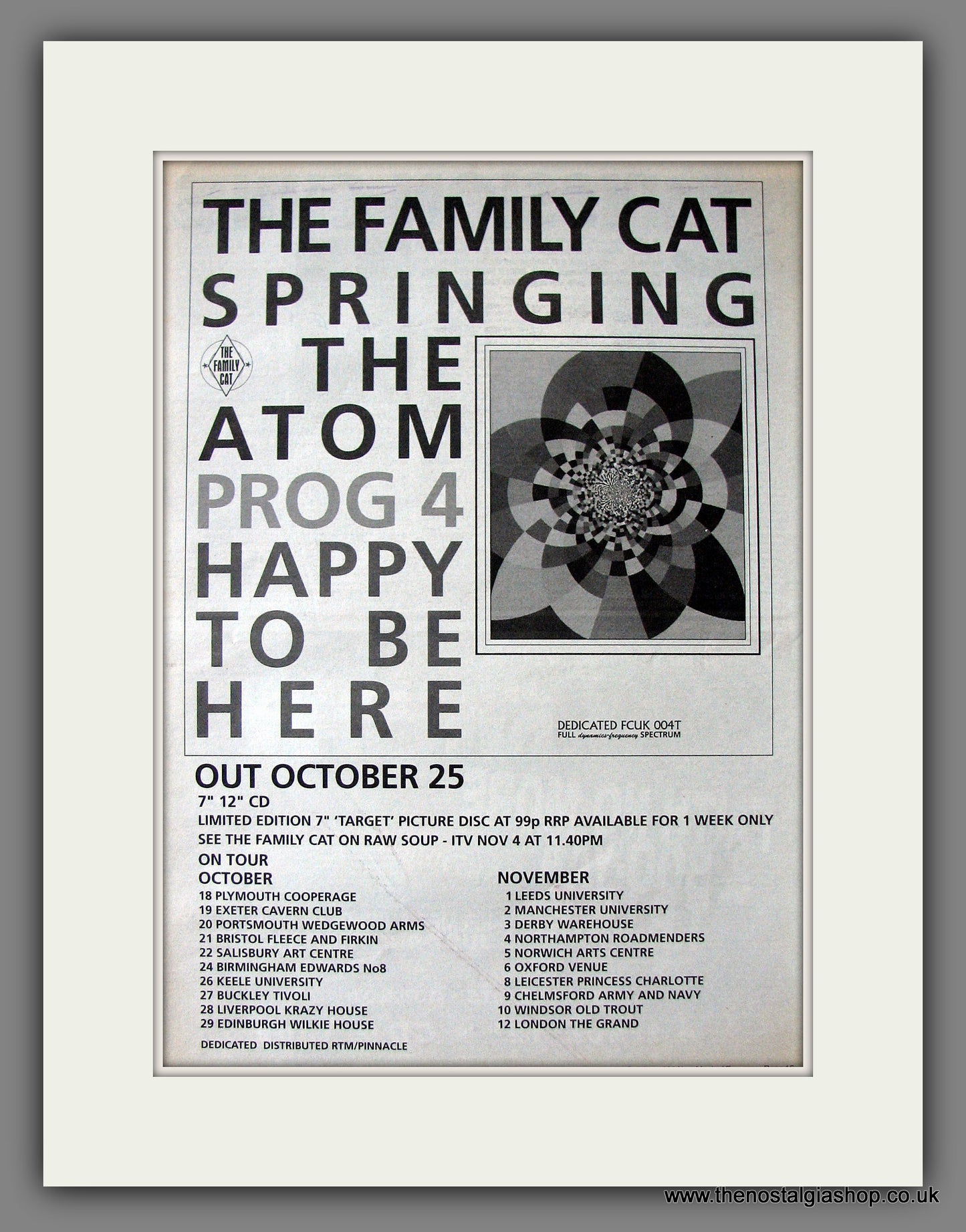 Family Cat (The) Springing The Atom Tour Dates. Original Advert 1993 (ref AD13721)