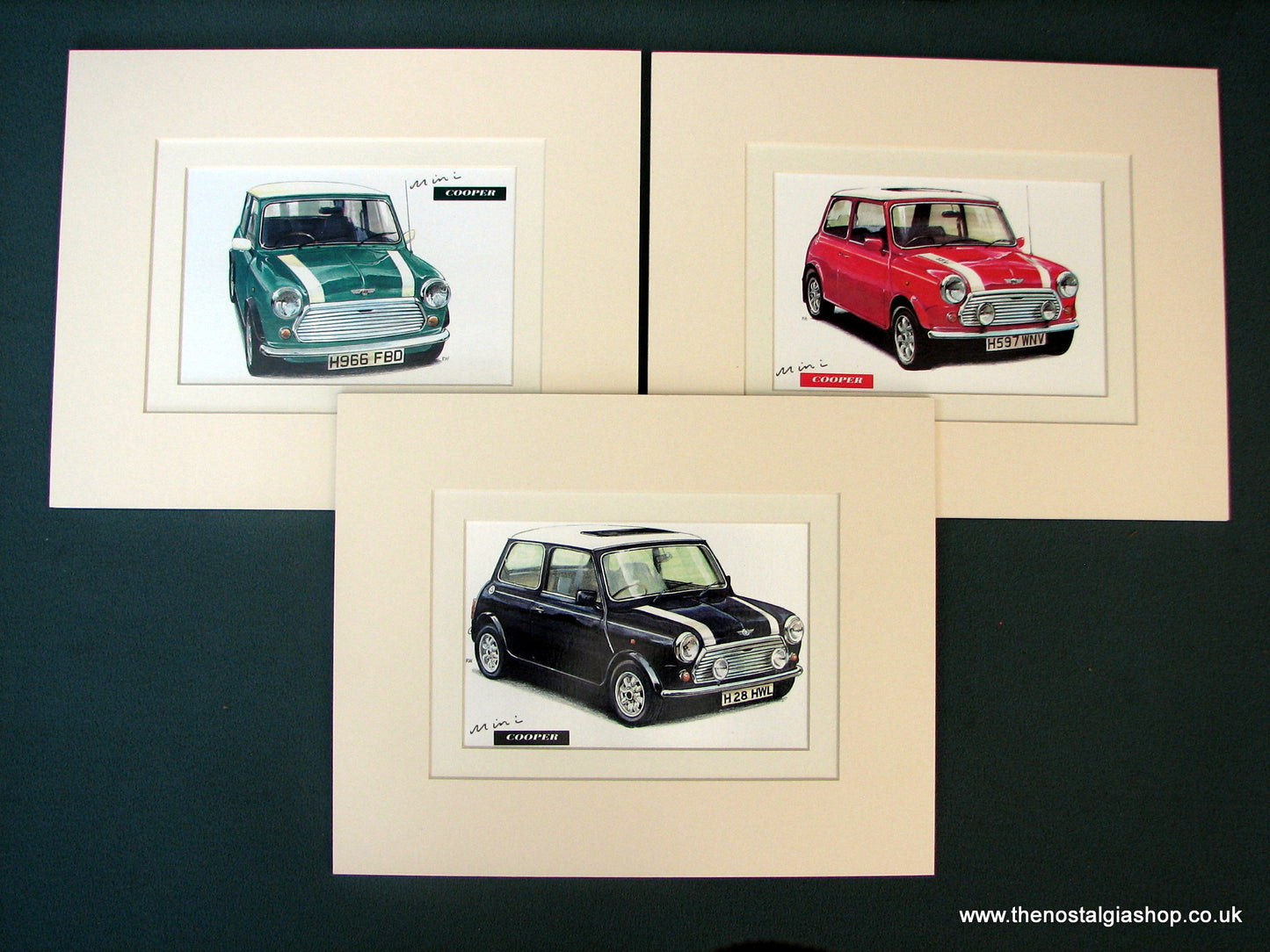 Mini Cooper. Collection of 3 Mounted Prints