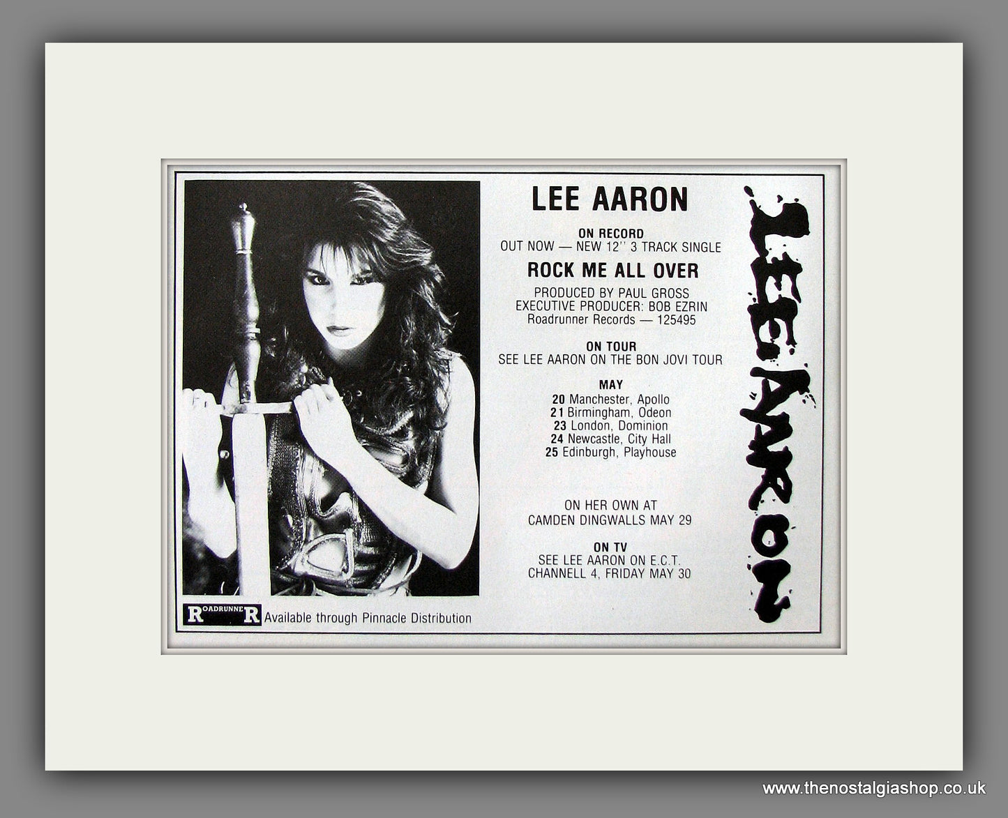 Lee Aaron Rock Me All Over. Original Vintage Advert 1985 (ref AD56039)