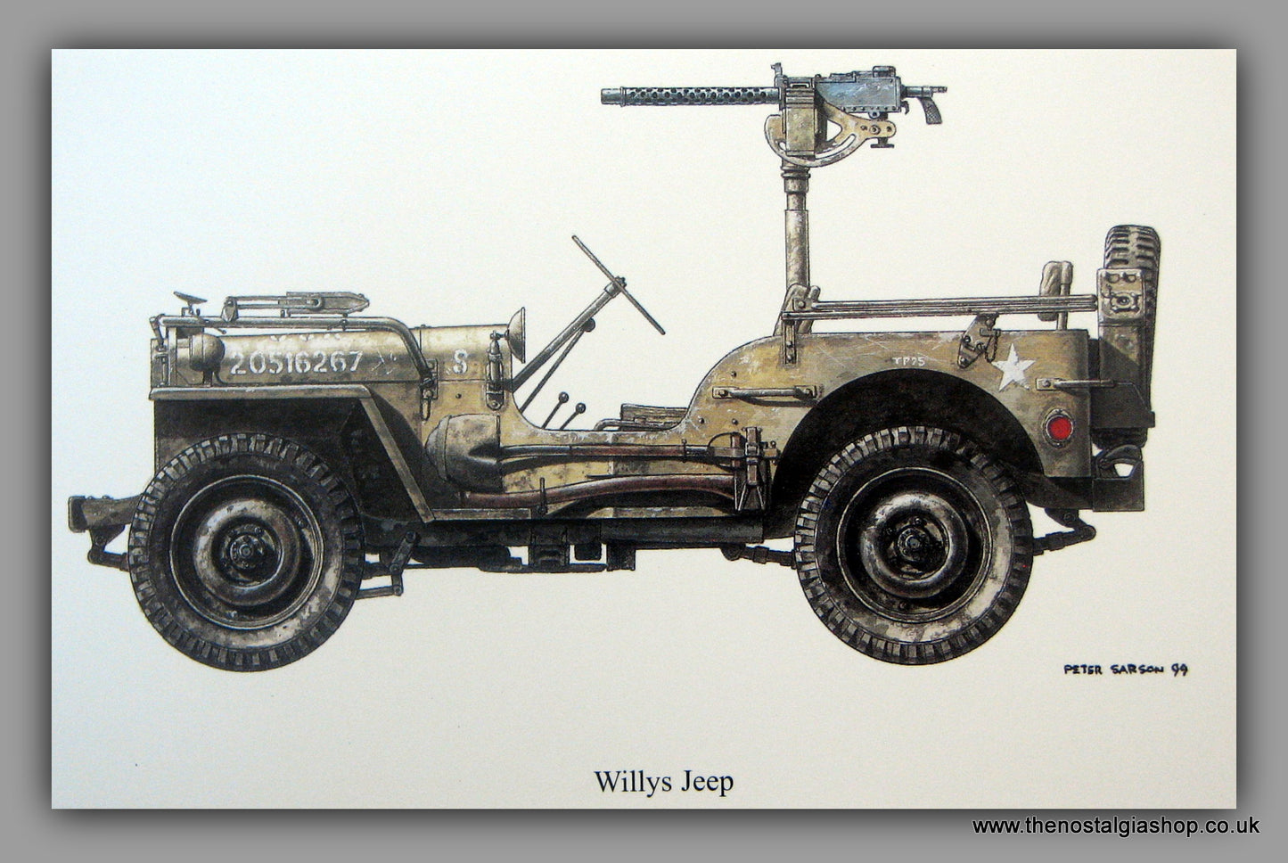 Willys Jeep American Vehicle. Mounted Print