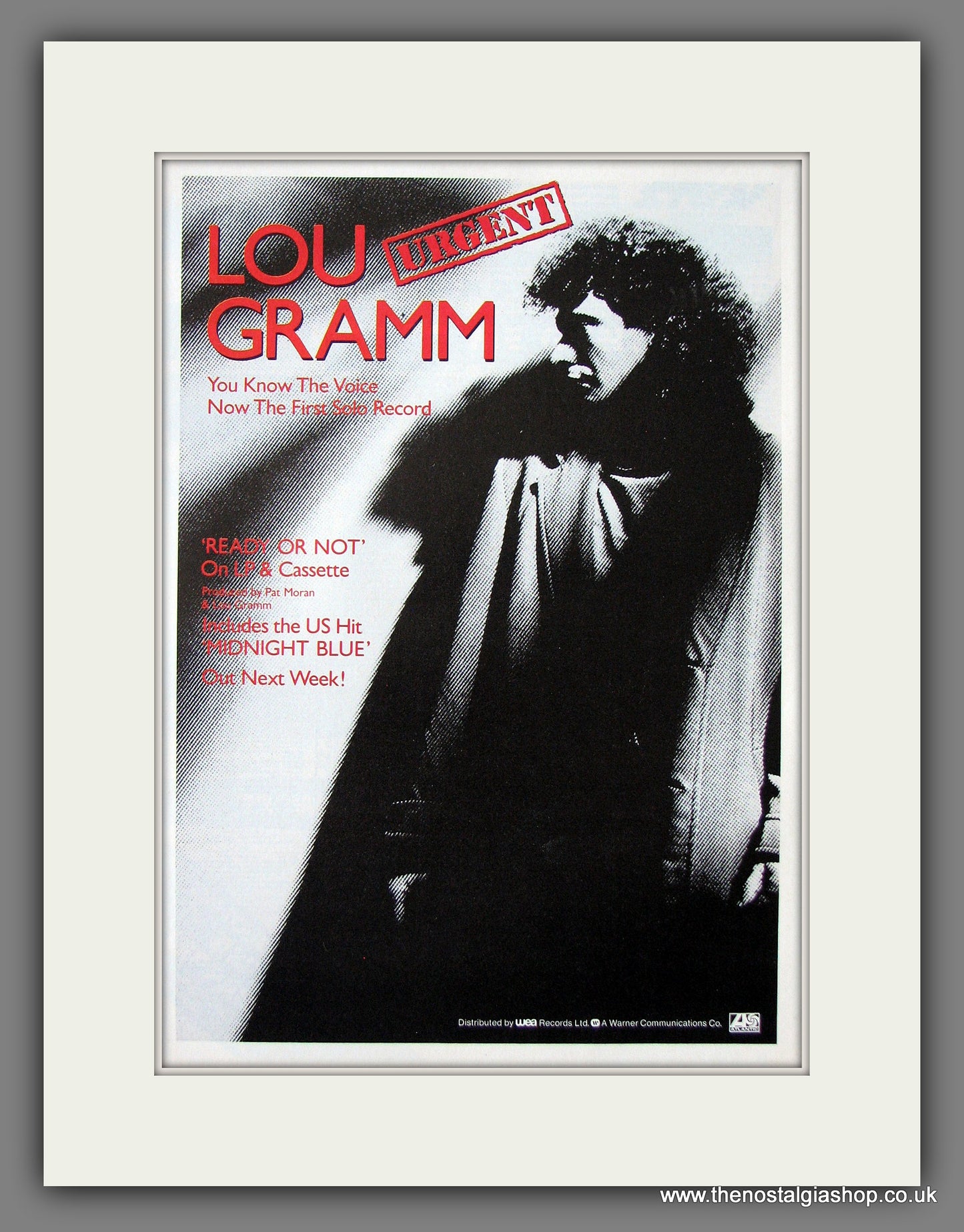 Lou Gramm Ready Or Not. Original Advert 1987 (ref AD56067)