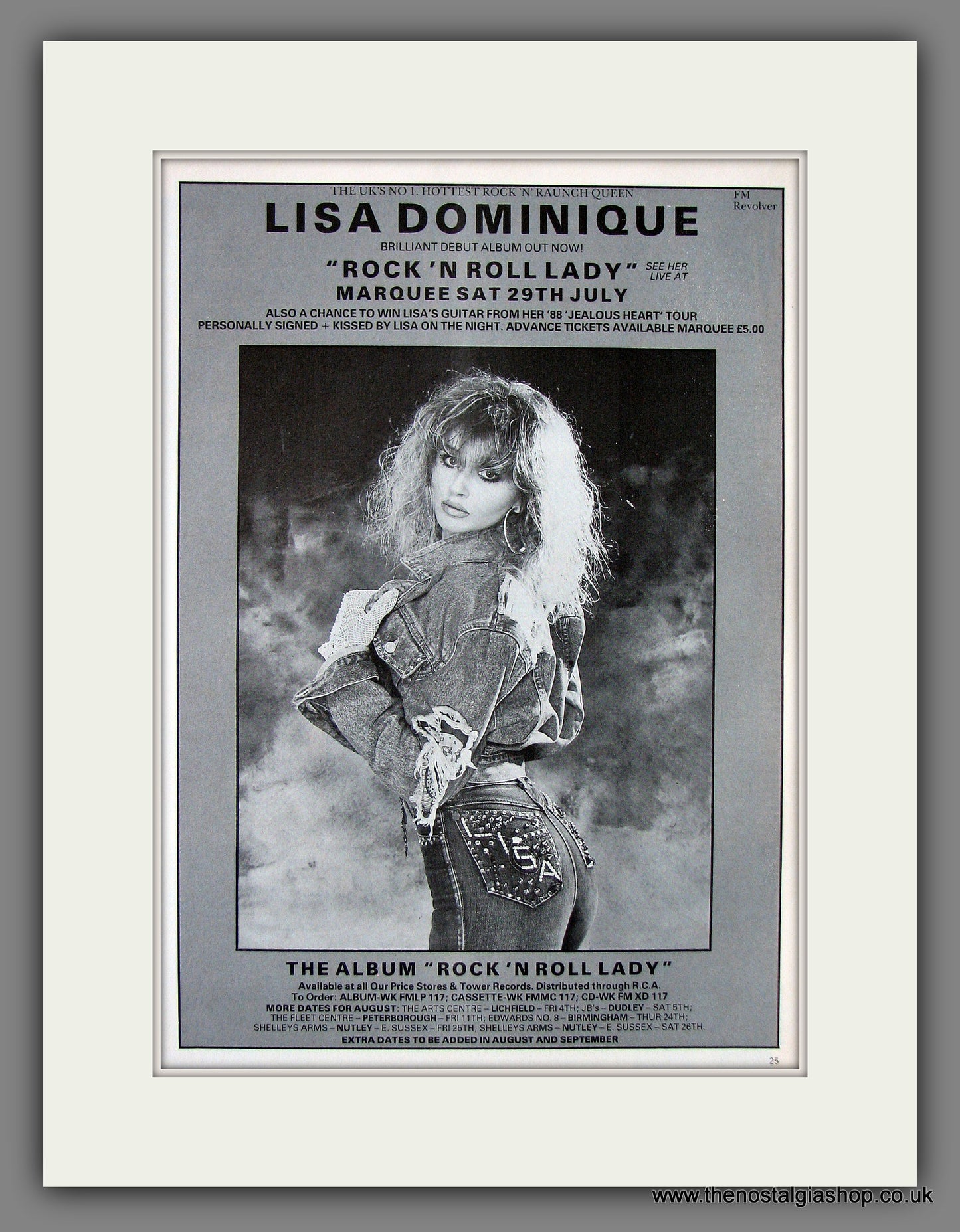 Lisa Dominique Rock 'n' Roll Lady. Original Advert 1989 (ref AD56071)