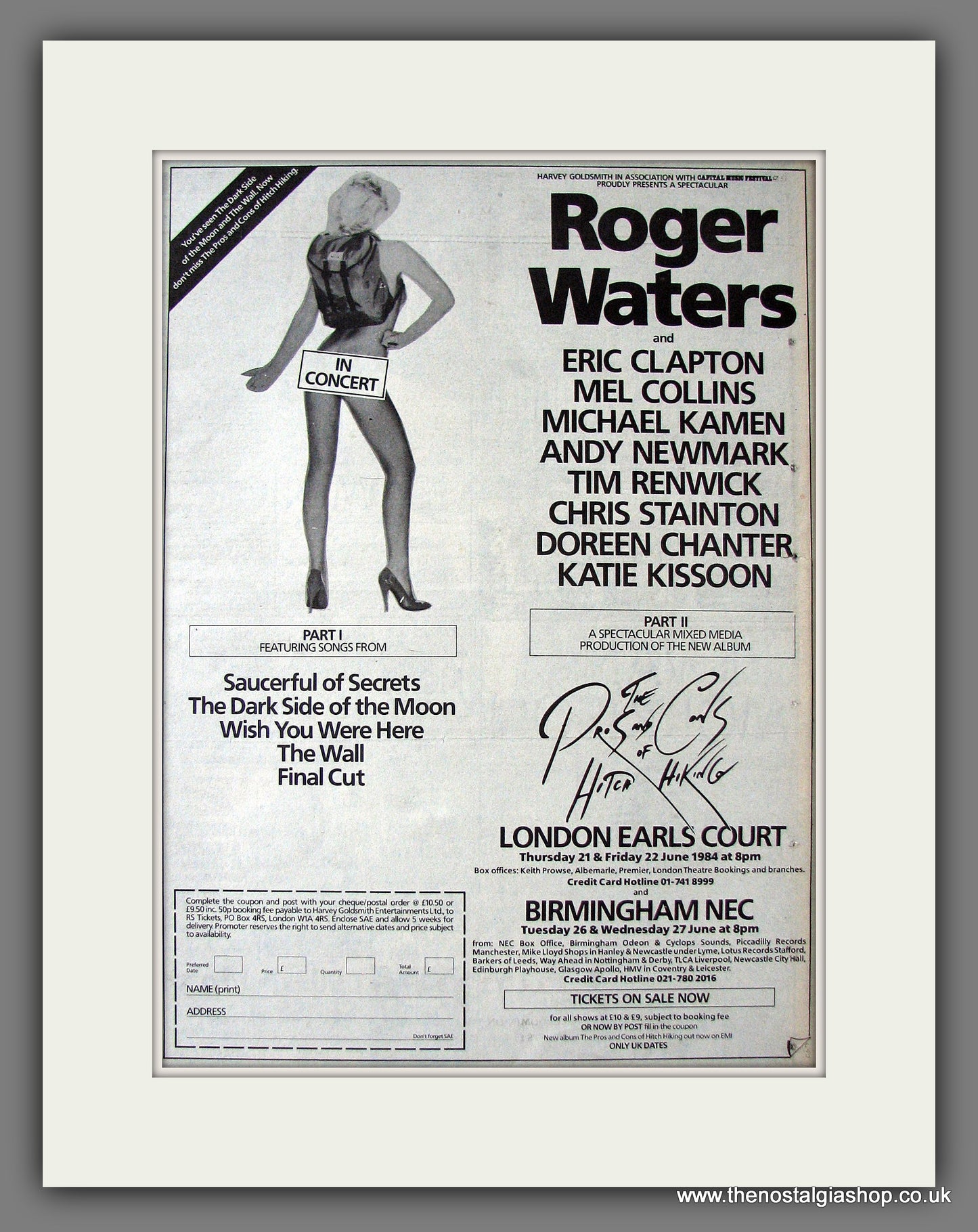 Roger Waters In Concert. Original Advert 1984 (ref AD13676)