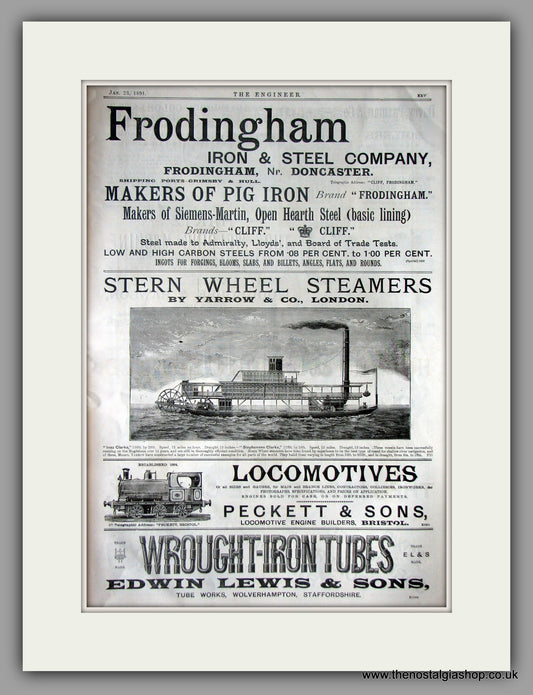 Stern Wheel Steamers. Original Vintage Advert 1891 (ref AD11222)