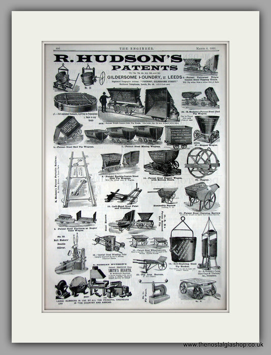 R. Hudson's Mining Equipment. Gildersome Foundry. Original Advert 1891 (ref AD11223)