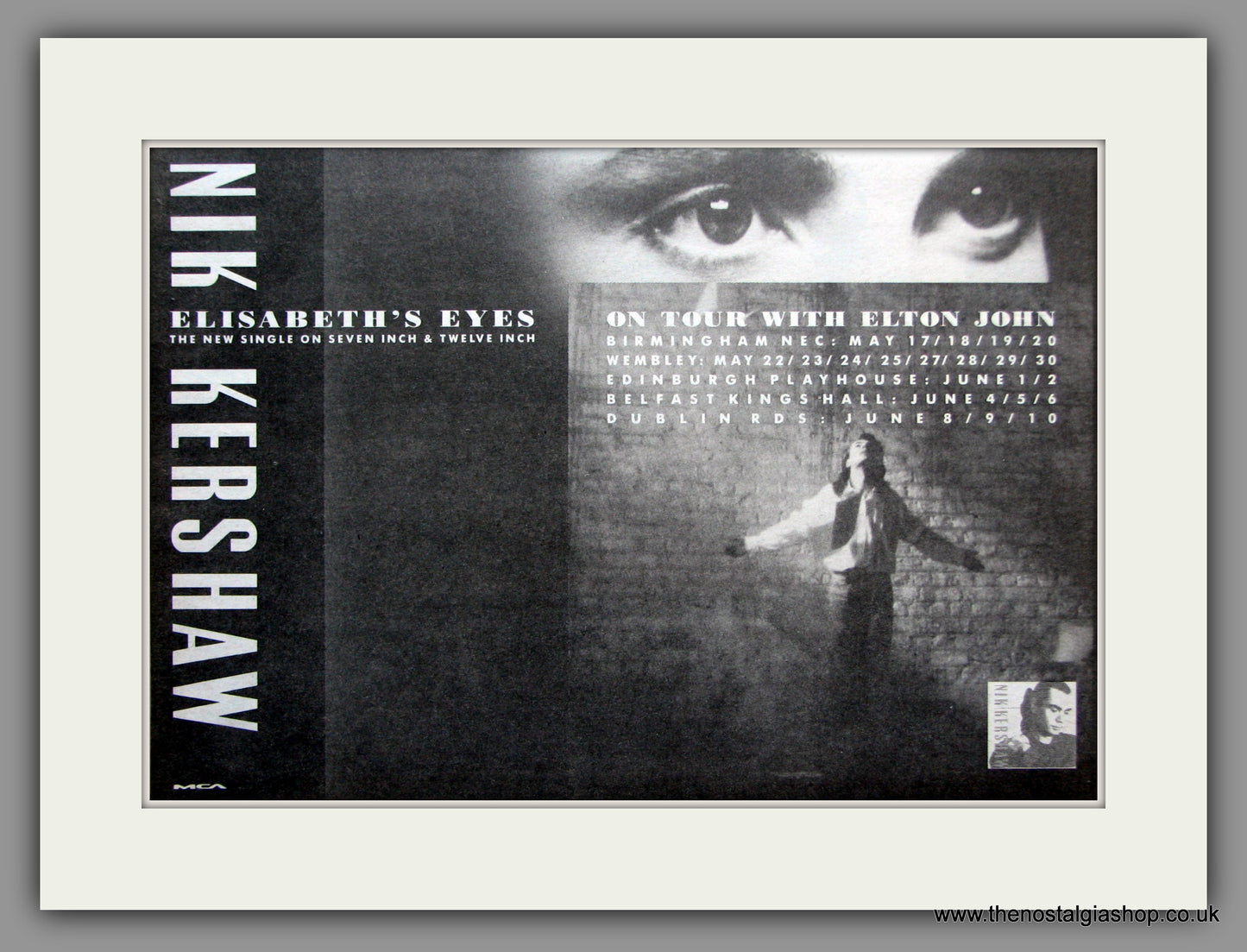 Nik Kershaw. Elizabeth's Eyes. 1989 Original Advert (ref AD51327)