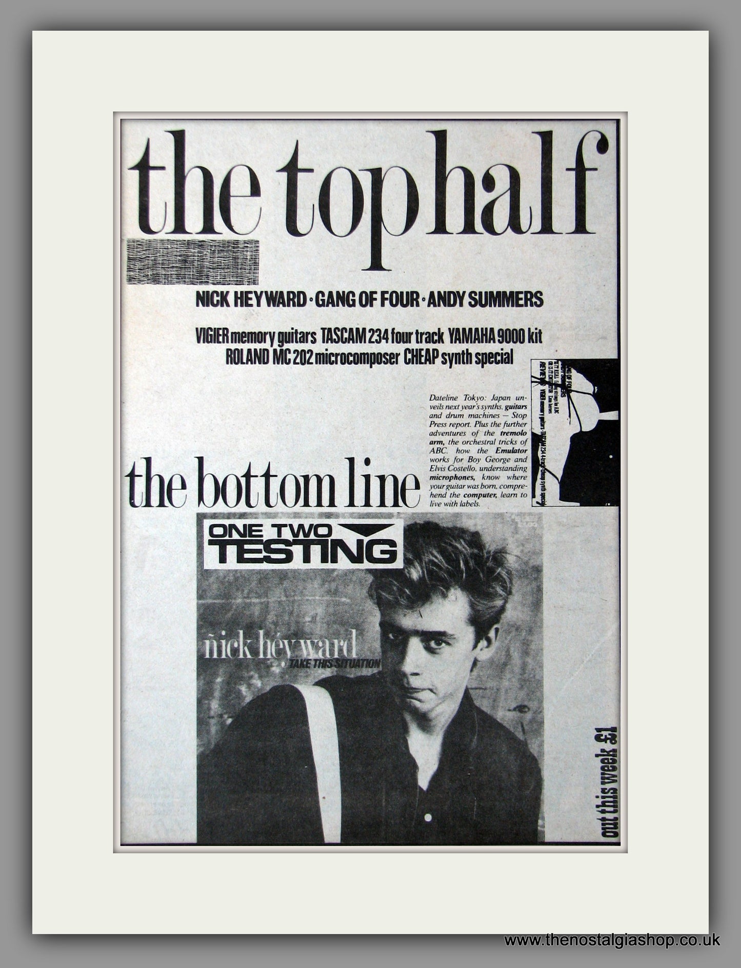 Nick Heyward. The Bottom Line. 1983 Original Advert (ref AD51335)