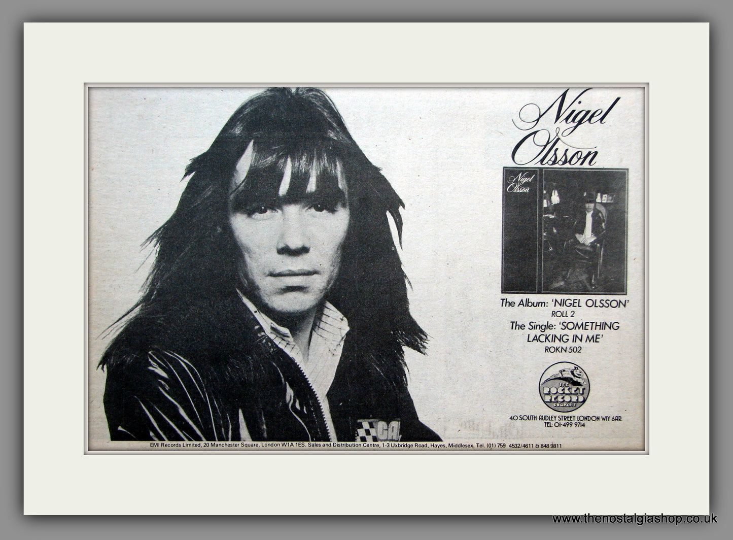 Nigel Olsson. Something Lacking In Me. 1975 Original Advert (ref AD51338)