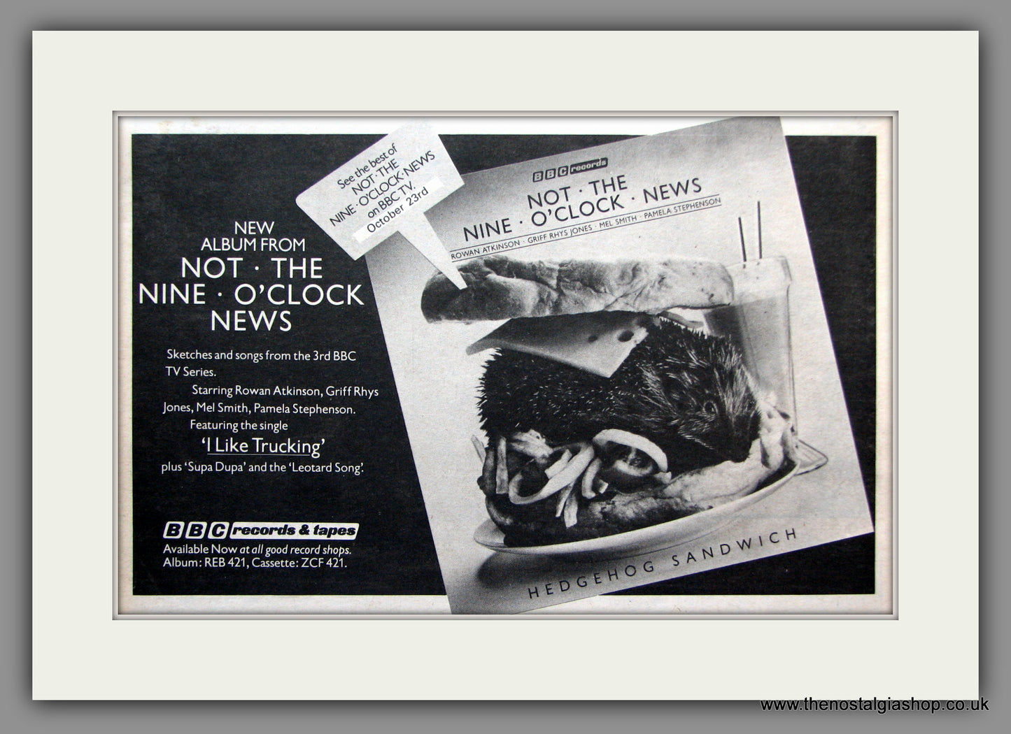 Not The Nine O'Clock News. Hedgehog Sandwich. 1981 Original Advert (ref AD51339)