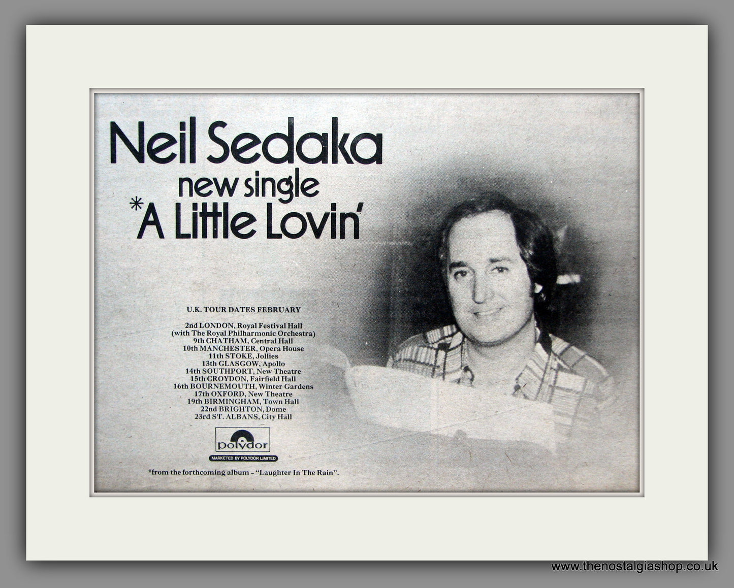 Neil Sedaka. A Little Lovin'. 1975 Original Advert (ref AD51367)