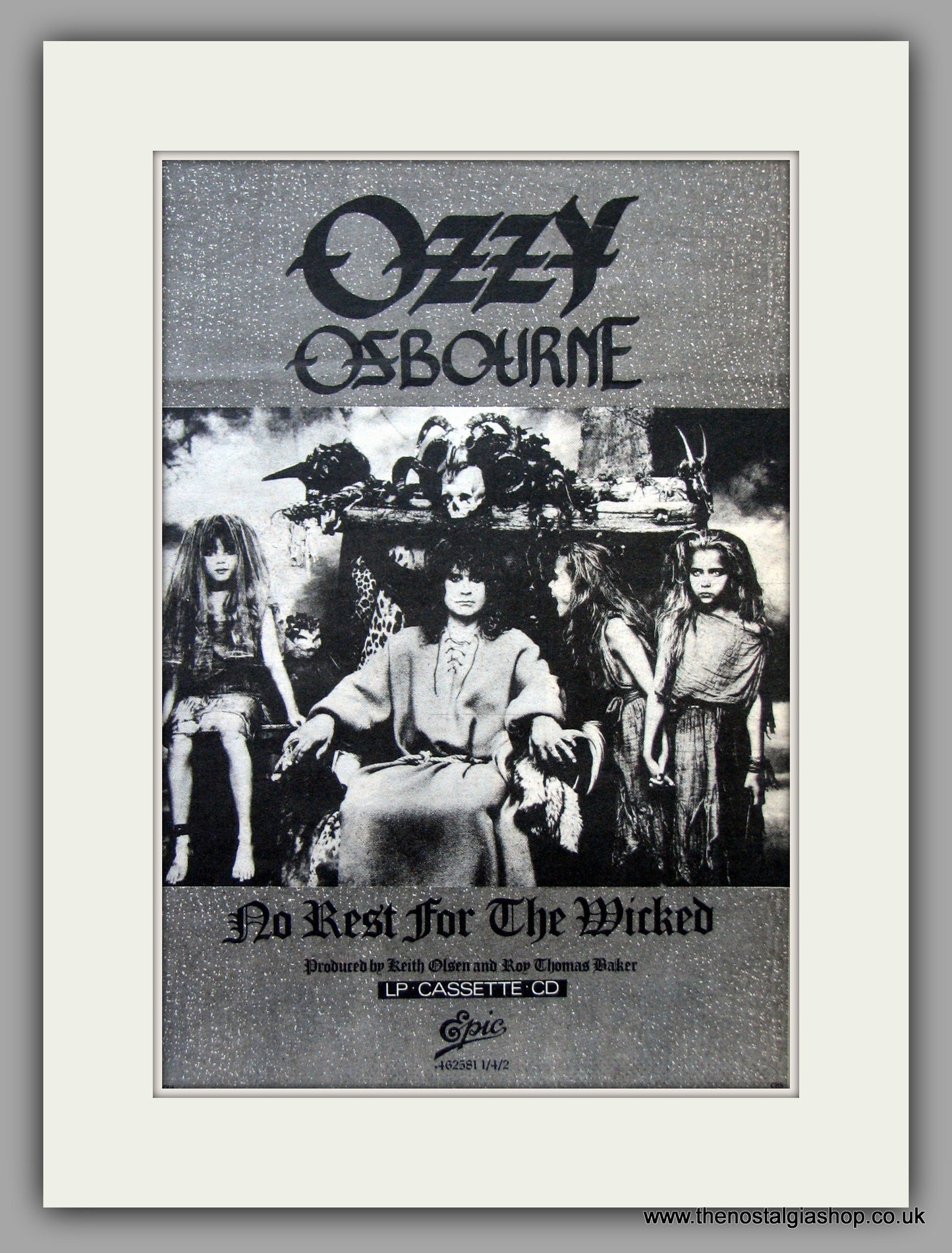 Ozzy Osbourne. No Rest For The Wicked. Vintage Advert 1988 (ref AD51376)