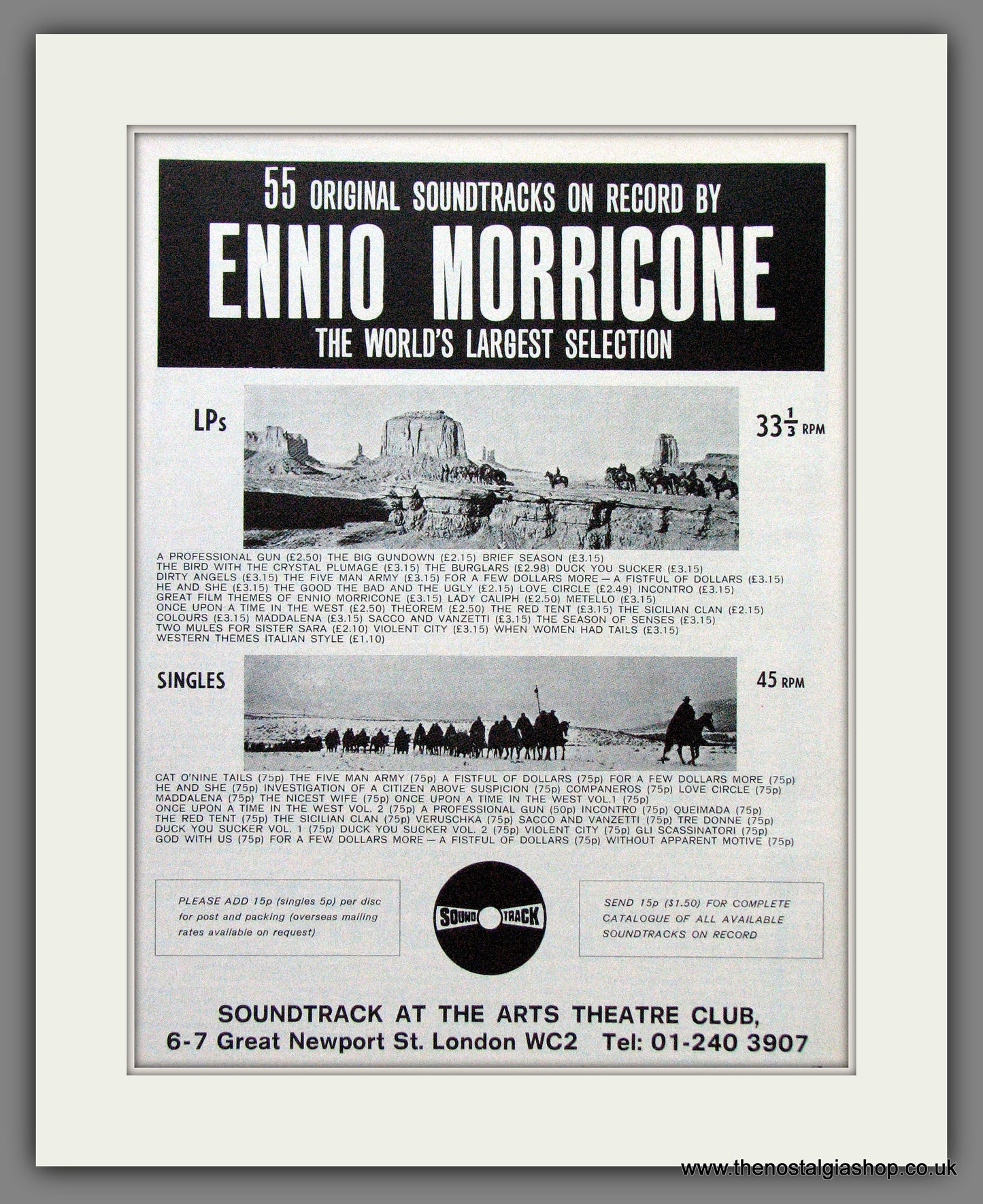 Ennio Morricone. Soundtracks. 1972 Original advert (AD56163)