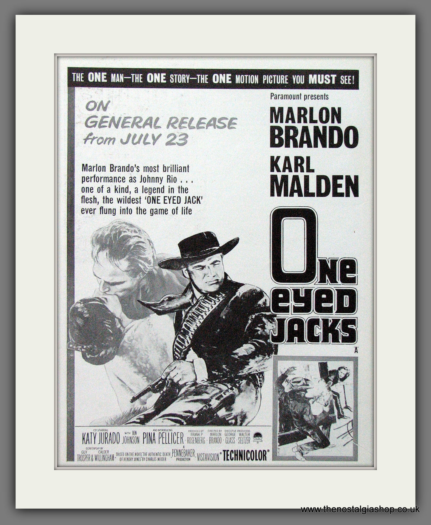 One Eyed Jacks. Marlon Brando. 1961 Original advert (AD56165)