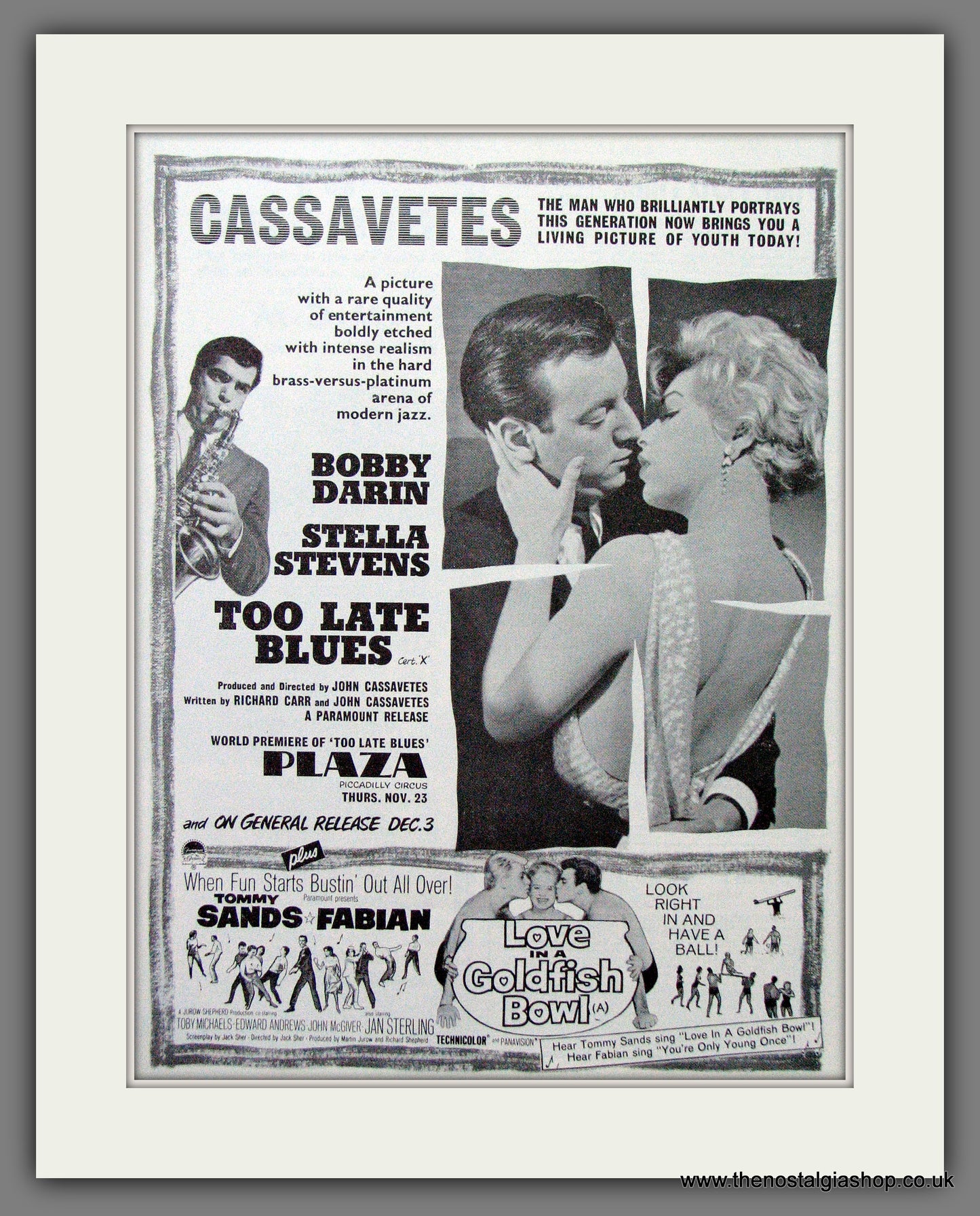 Too Late Blues. Bobby Darin. Vintage Advert 1961 (ref AD56300)