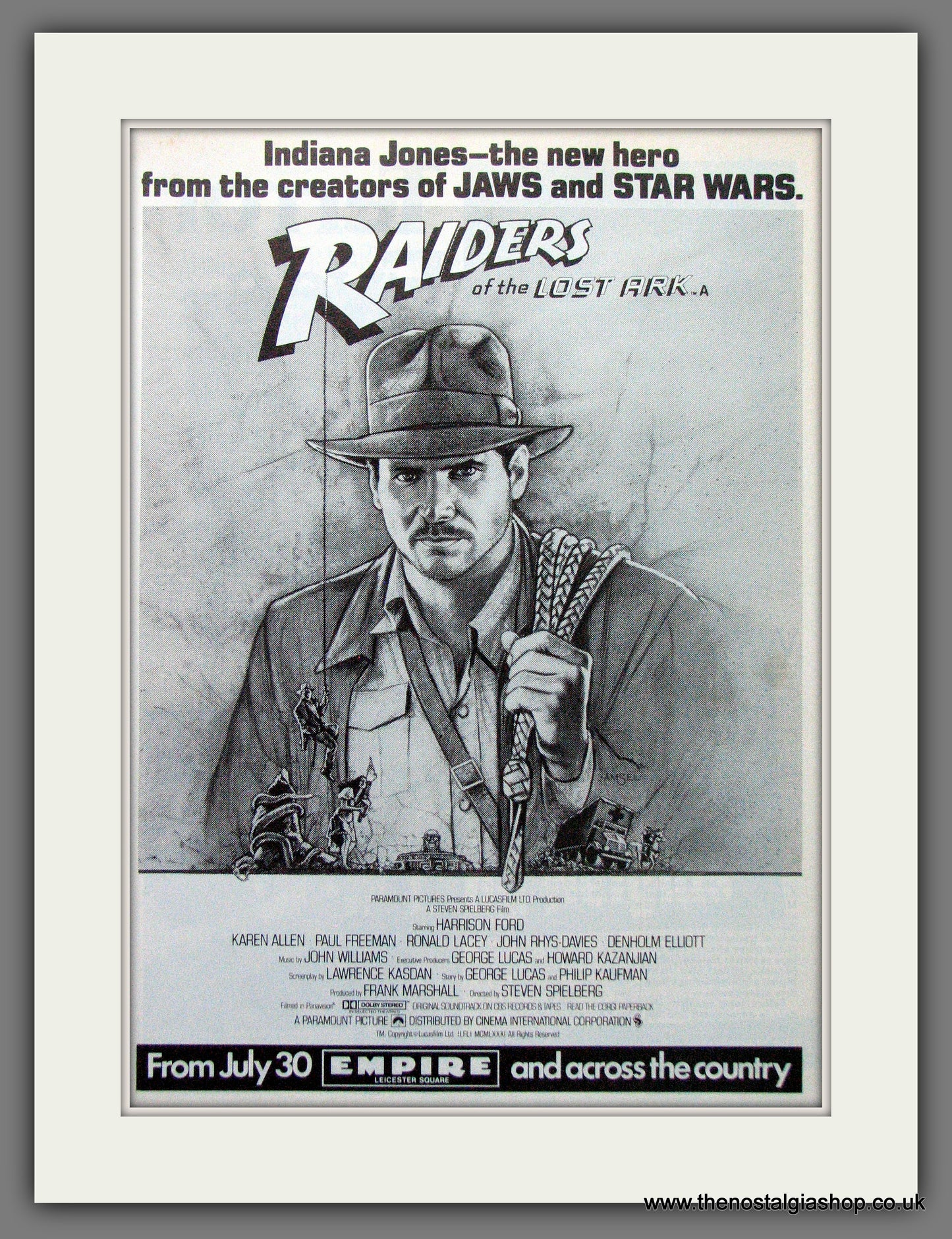 Raiders Of The Lost Ark. Harrison Ford. Vintage Advert 1981 (ref AD56315)