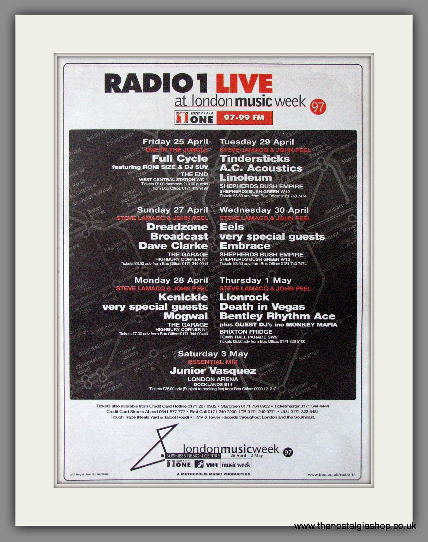 Radio One Live At London Music Week. 1997 Original Advert (ref AD11253)