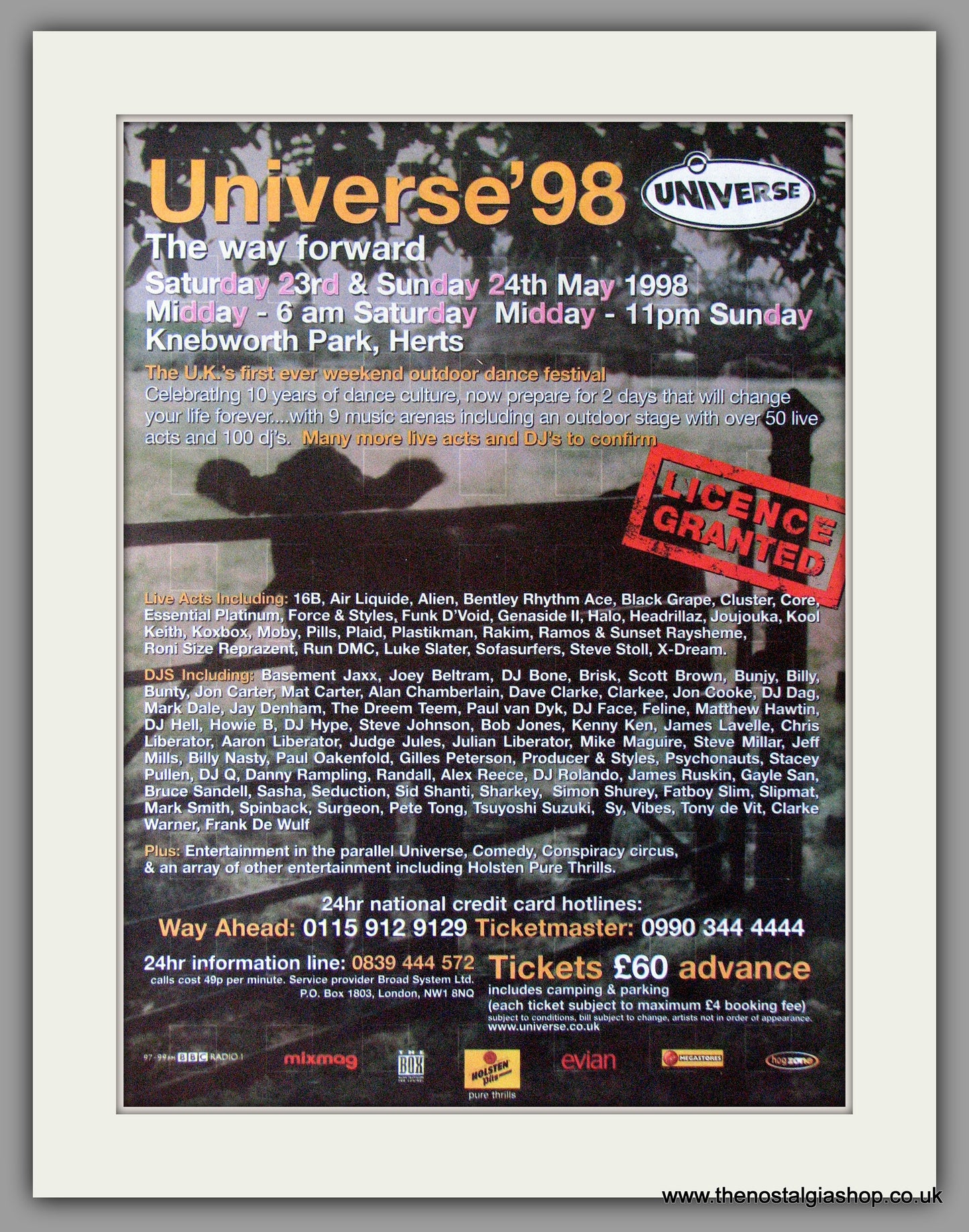 Universe '98 Festival. 1998 Original Advert (ref AD11255)