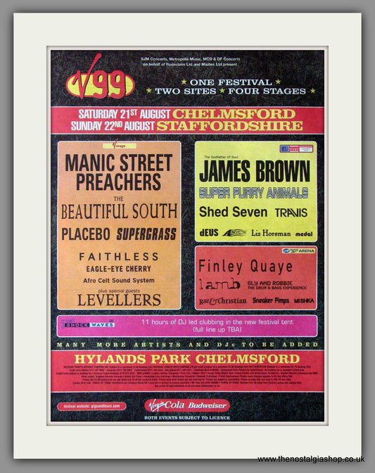 V99 Festival. Hylands Park, Chelmsford. 1999 Original Advert (ref AD11259)