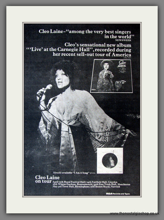 Cleo Lane. Live At The Carnegie Hall. 1974 Original Advert (ref AD13815)