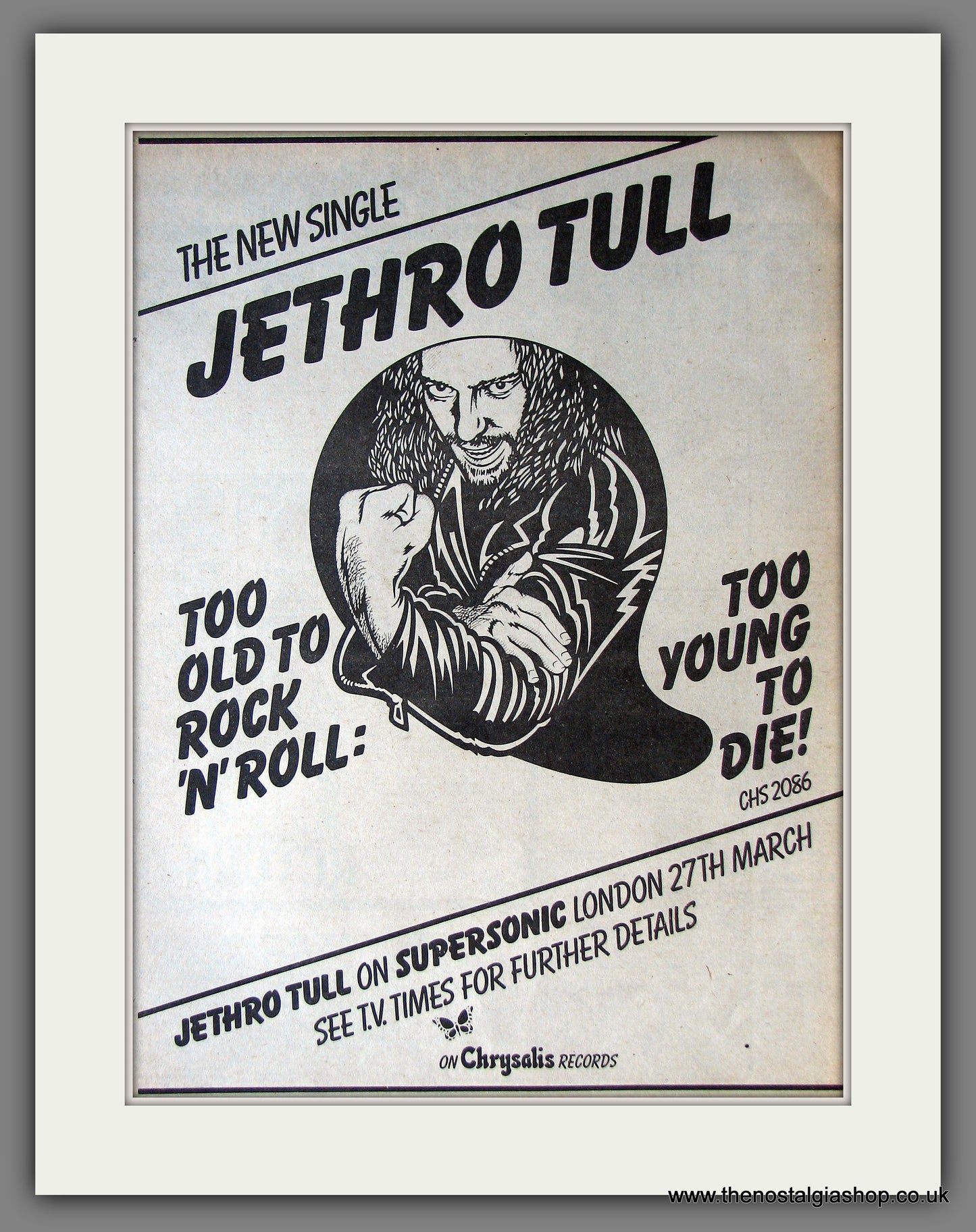 Jethro Tull. Too Old To Rock 'N' Roll. 1976 Original Advert (ref AD13817)
