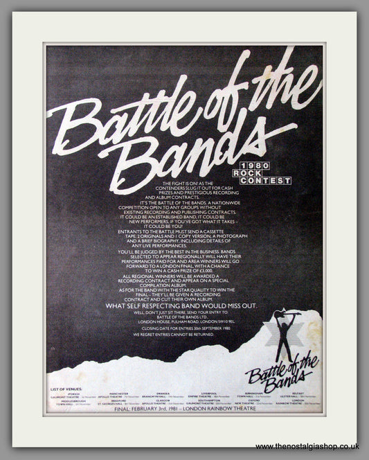 Battle Of The Bands 1980 Rock Contest. Vintage Advert 1980 (ref AD11325)