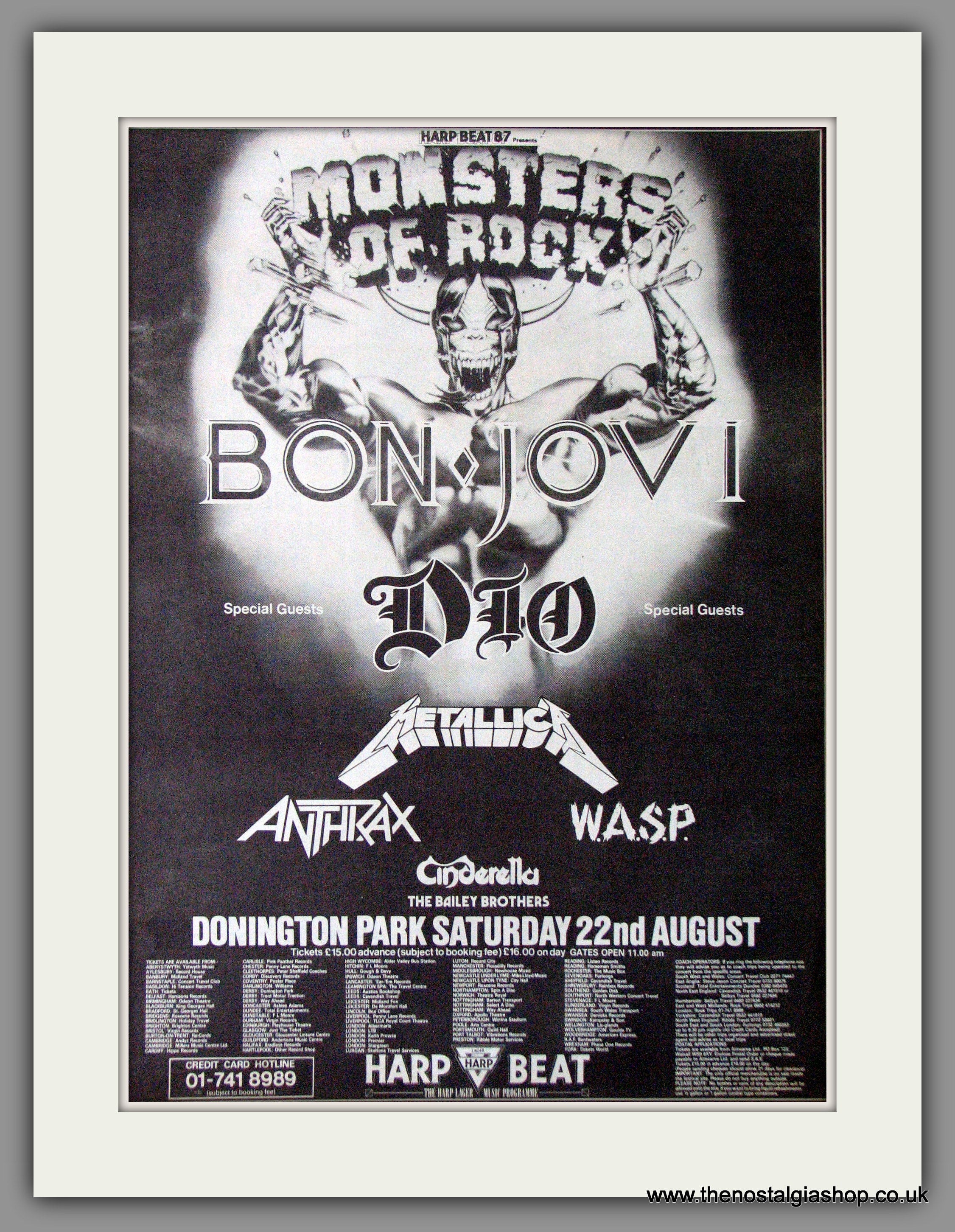 Monsters of Rock '87. Bon Jovi. Donington Park. Vintage Advert 1987 (r –  The Nostalgia Shop