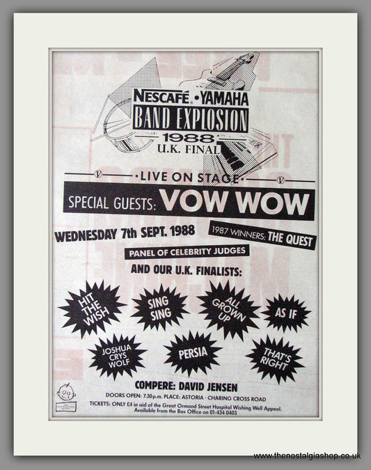 Band Explosion 1988 UK Final with Guests Bow Wow Vintage Advert 1988 (ref AD11348)
