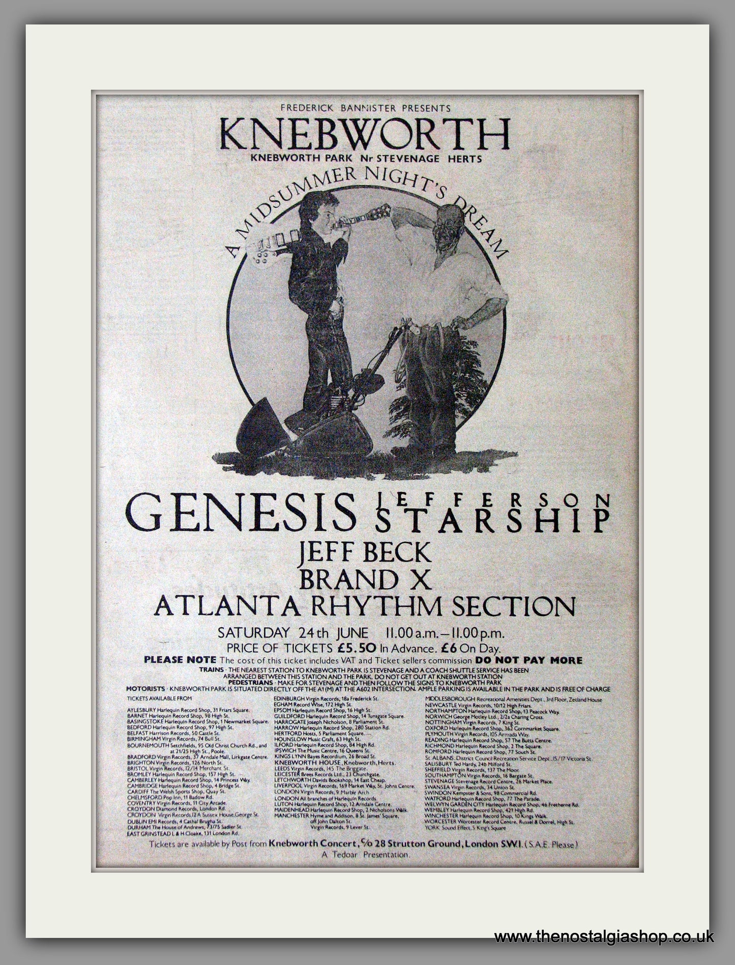 Knebworth. A Midsummer Night's Dream. Genesis. Vintage Advert 1978 (ref AD11388)