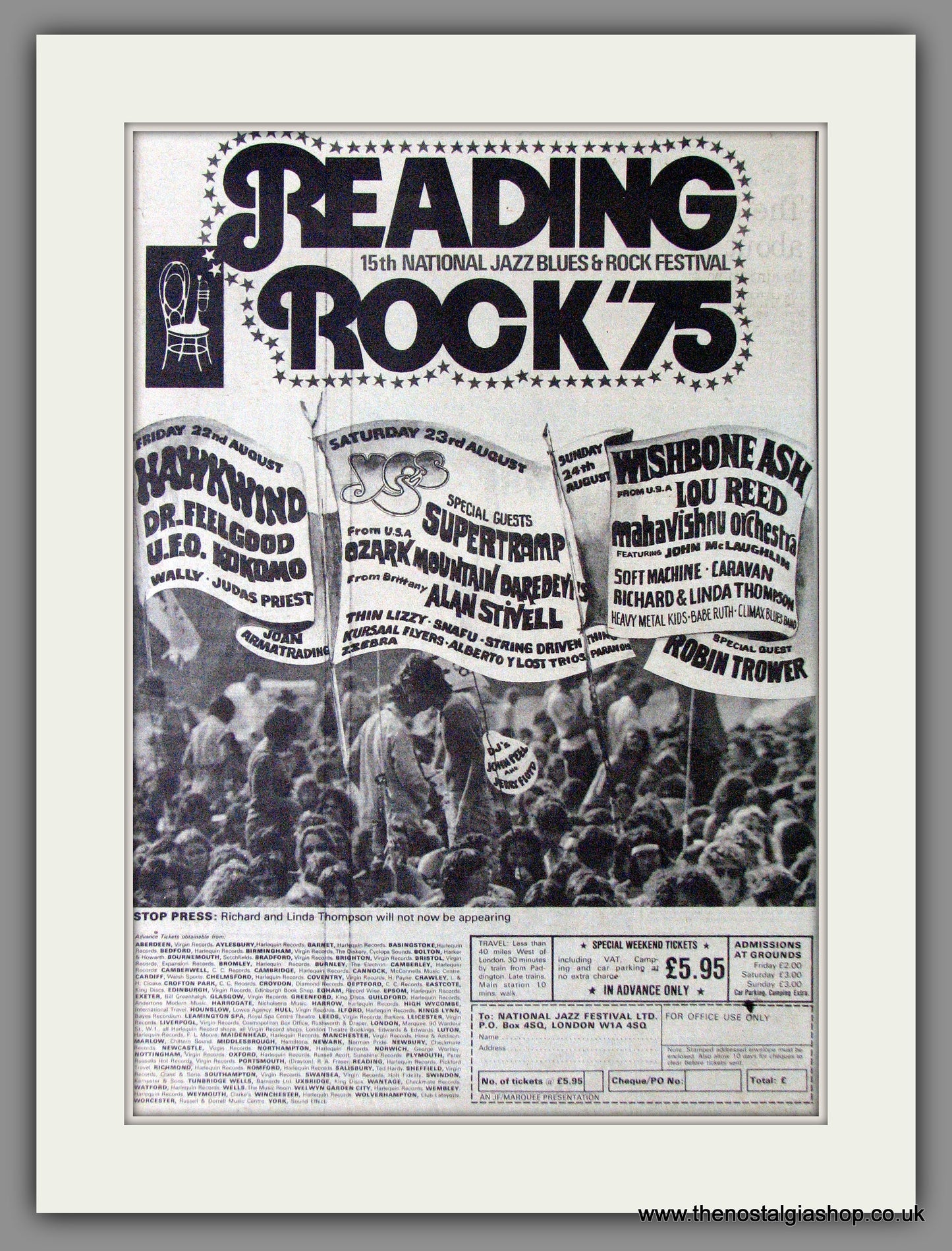 Reading Rock '75 Rock Festival. Vintage Advert 1975 (ref AD11395)