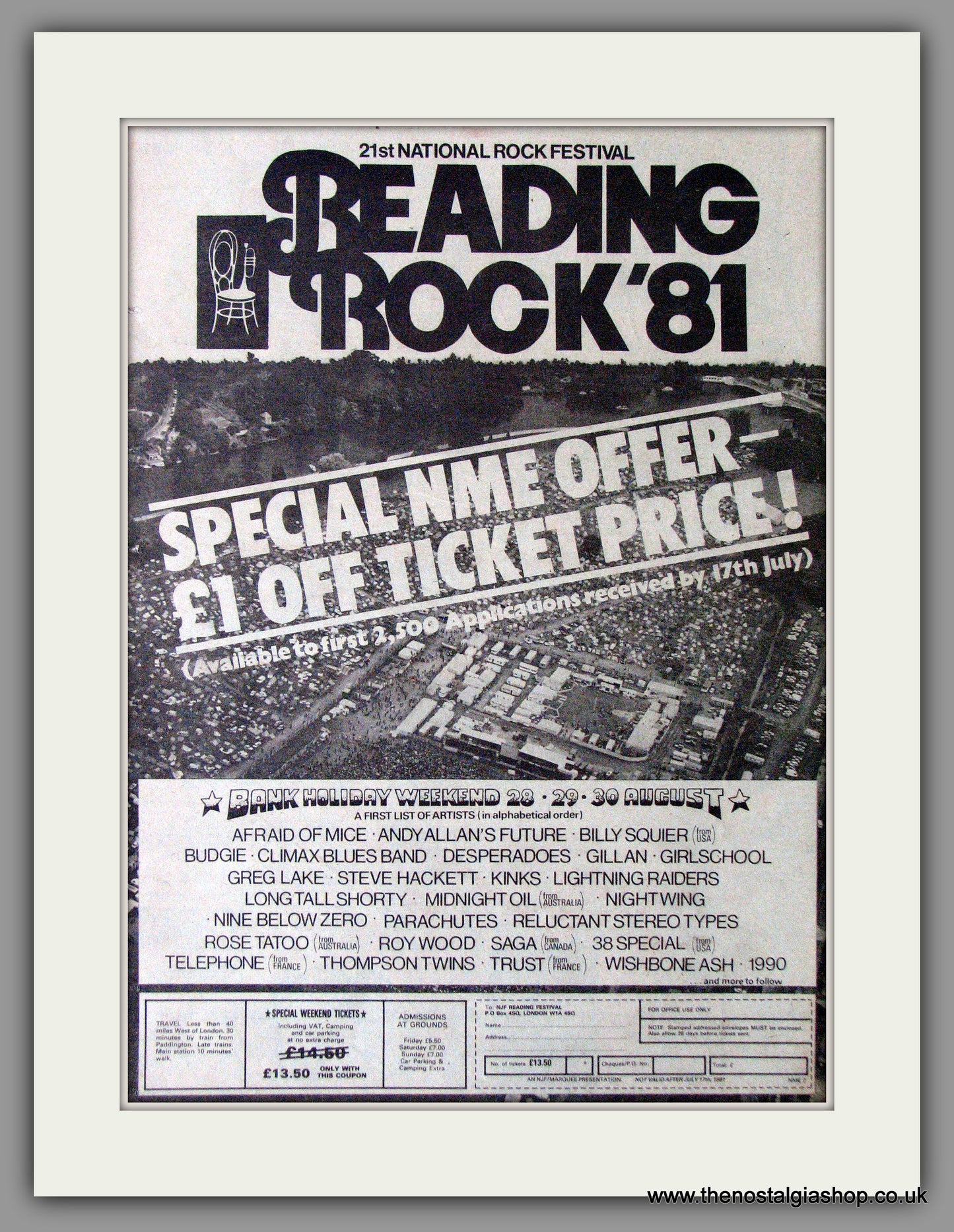 Reading Rock '81 Rock Festival. Vintage Advert 1981 (ref AD11397)