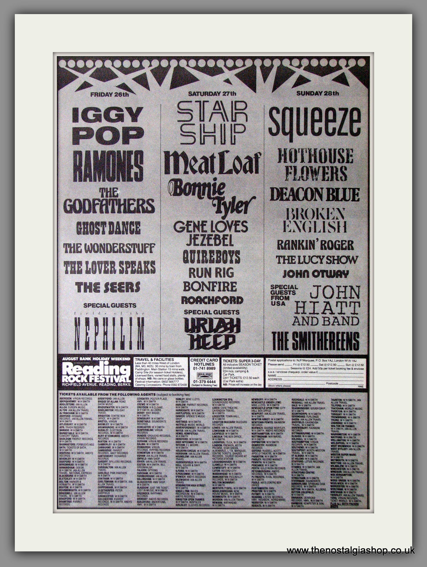 Reading Festival '88 Rock Festival. Vintage Advert 1988 (ref AD11399)