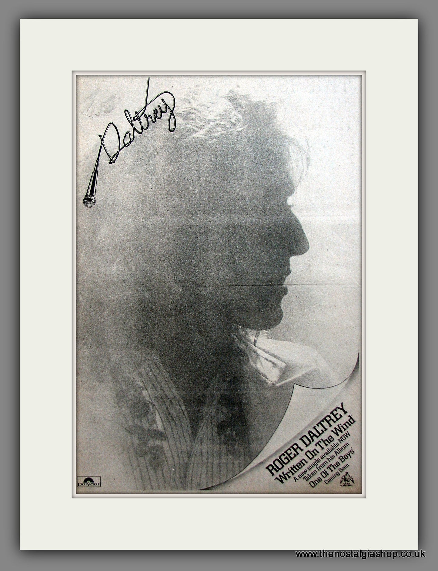 Roger Daltry. Written On The Wind. Vintage Advert 1977 (ref AD13909)