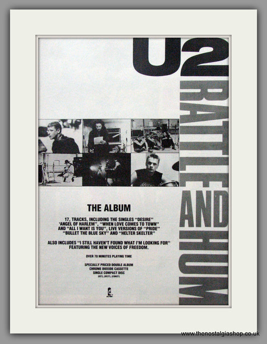 U2. Rattle and Hum. 1989 Original Advert (ref AD52697)