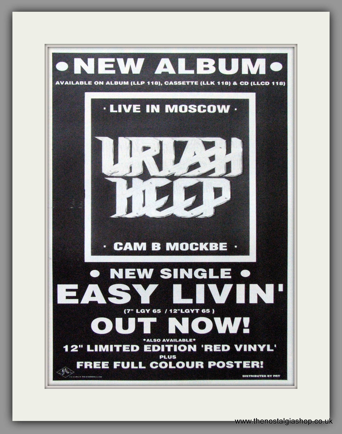 Uriah Heep. Easy Livin'. 1988 Original Advert (ref AD53256)