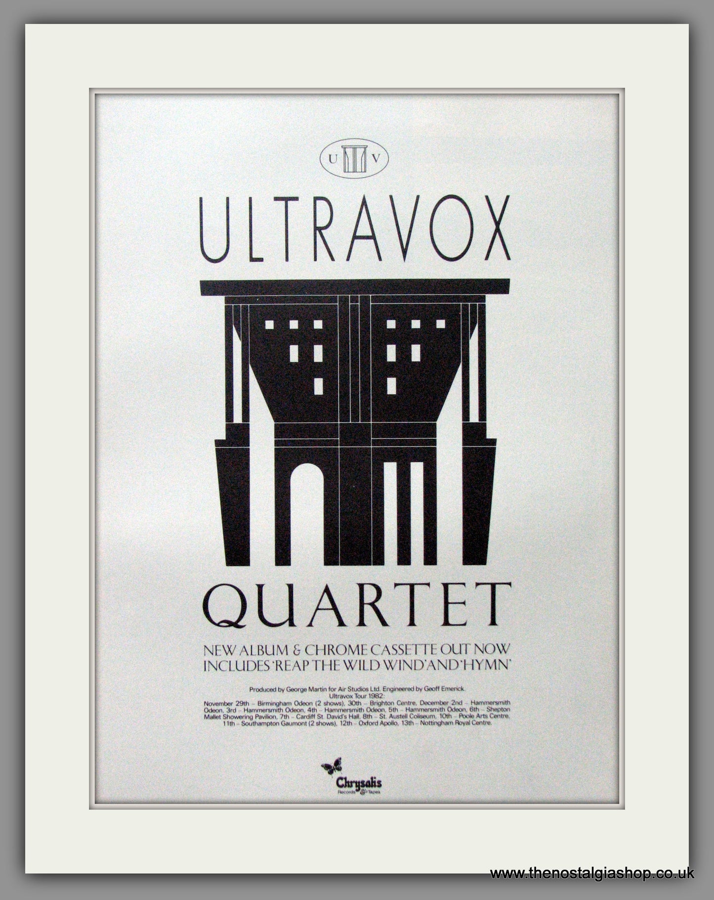 Ultravox. Quartet. UK Tour Dates. 1982 Original Advert (ref AD53267)