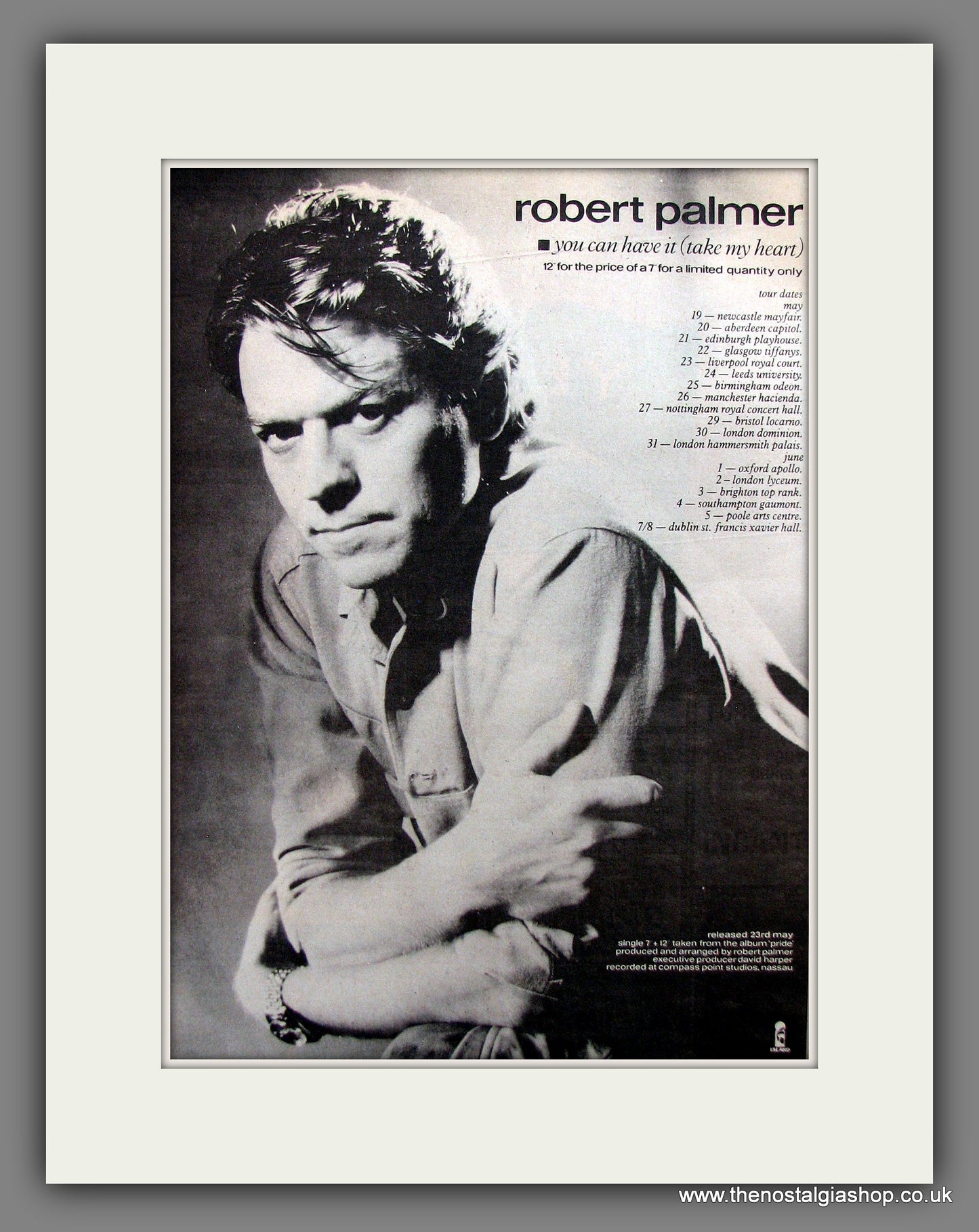Robert Palmer. You Can Have It. Vintage Advert 1983 (ref AD13938)