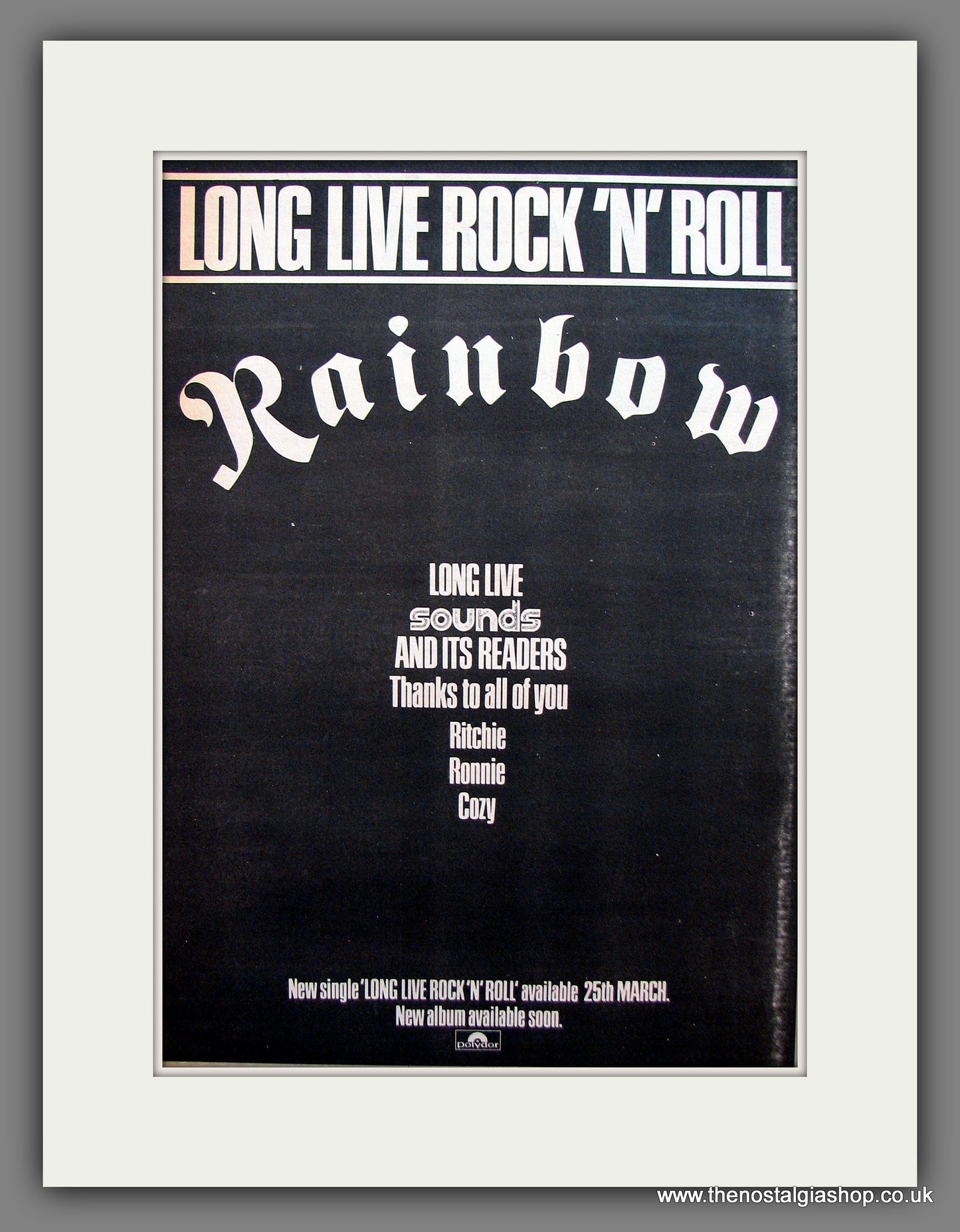 Rainbow Long Live Rock 'N' Roll. Vintage Advert 1978 (ref AD13943)