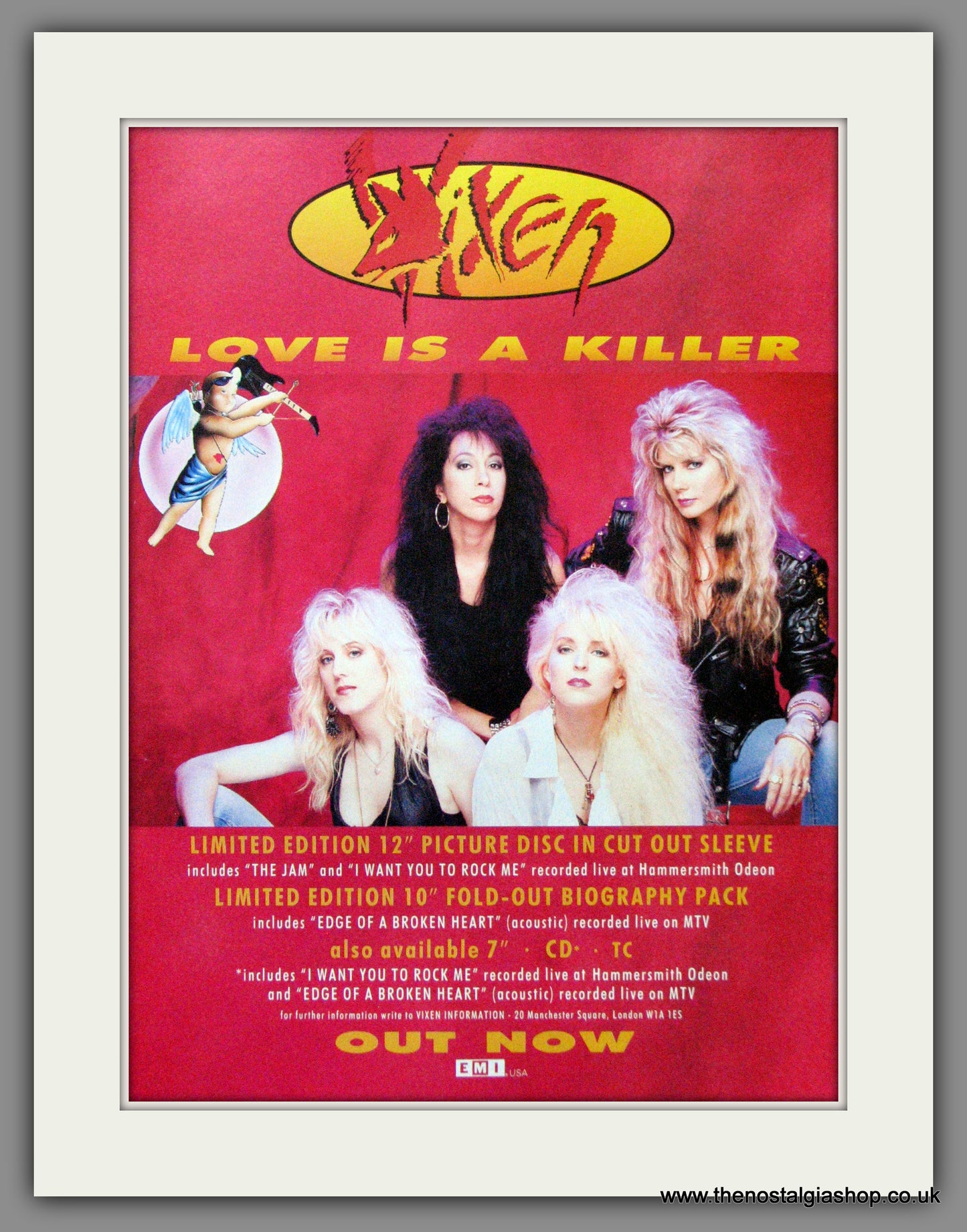 Vixen. Love Is A Killer. 1990 Original Advert (ref AD53275)