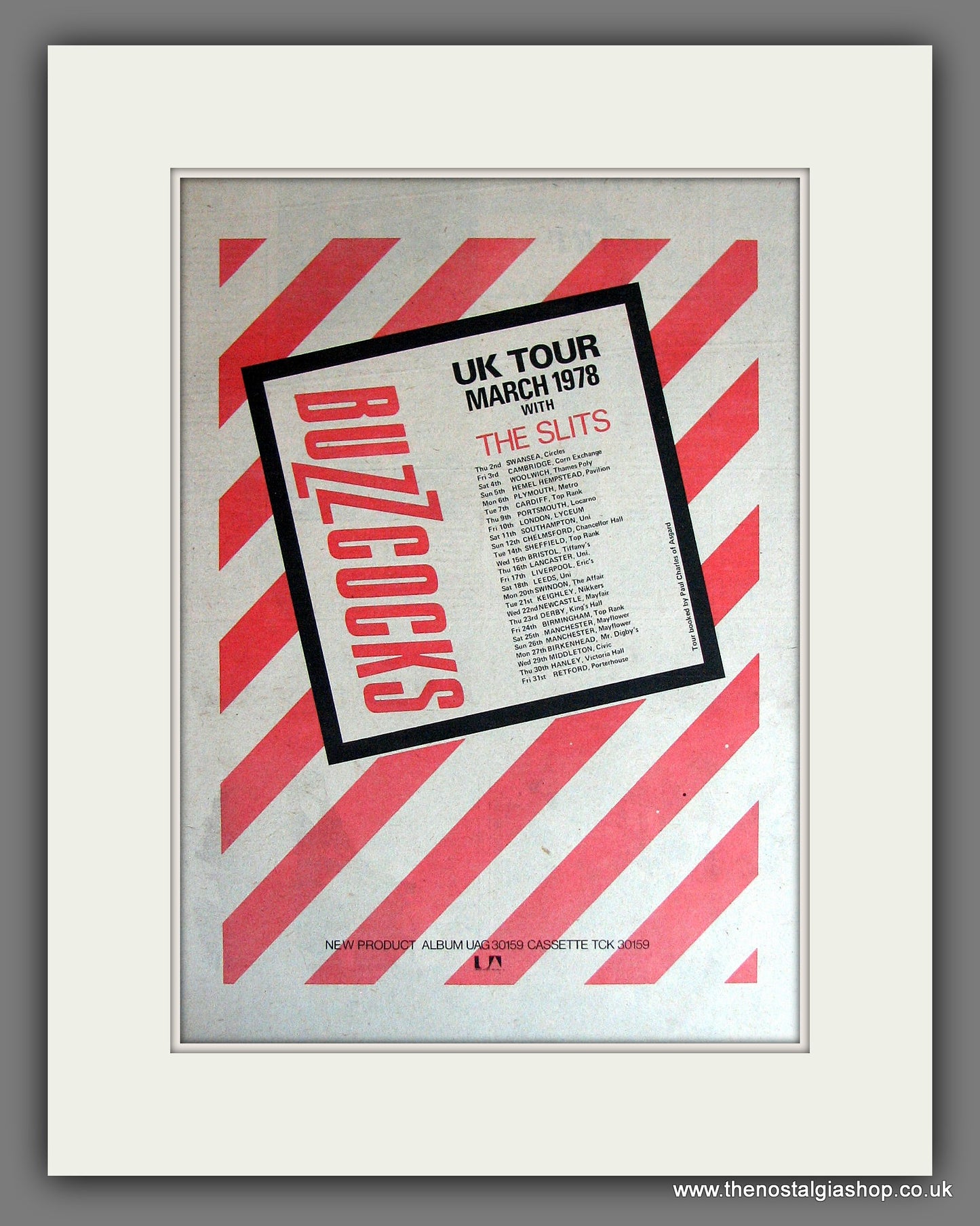 Buzzcocks UK Tour With The Slits. Vintage Advert 1978 (ref AD14014)