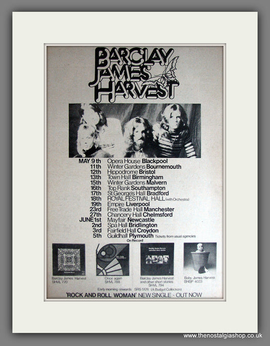 Barclay James Harvest Tour Dates. Vintage Advert 1973 (ref AD14022)