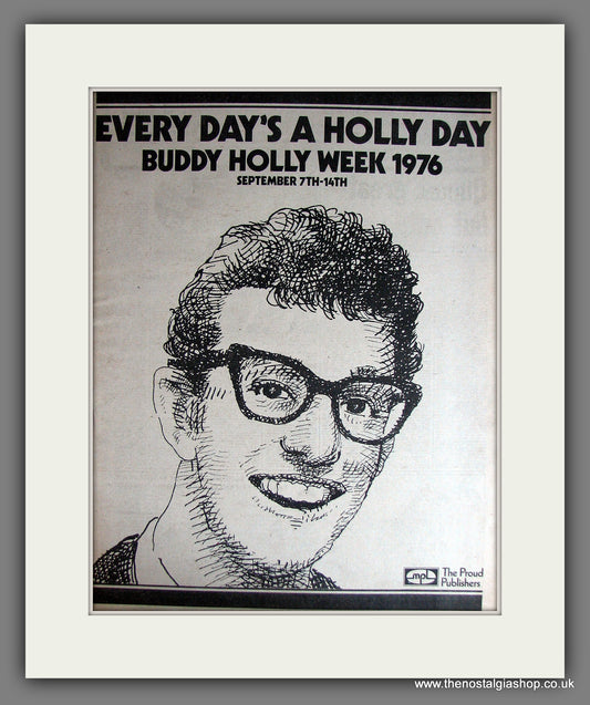 Buddy Holly Week Every Day's A Holly Day. Vintage Advert 1976 (ref AD14030)