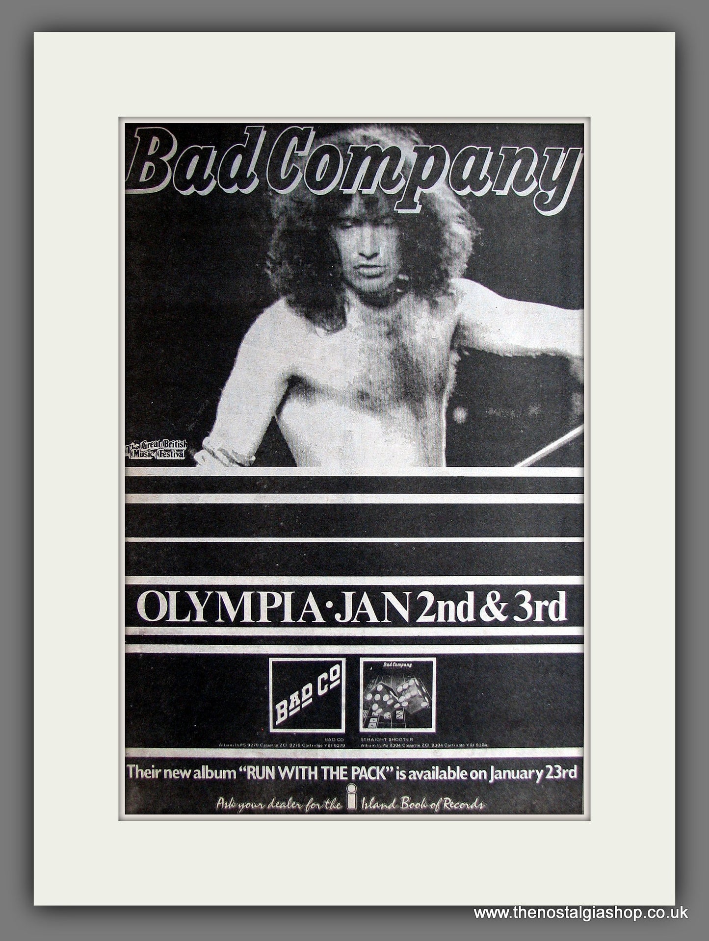 Bad Company Run With The Pack. Vintage Advert 1976 (ref AD14063)