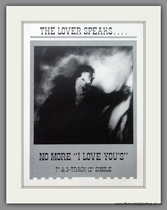 The Lover Speaks. No More I Love You. Original Advert 1986 (Ref AD52630)