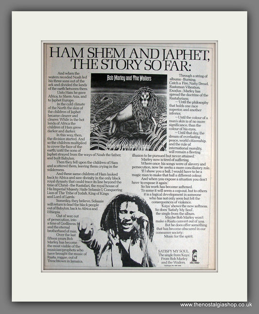 Bob Marley And The Wailers, Satisfy My Soul. Vintage Advert 1978 (ref AD14078)