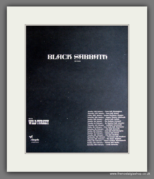 Black Sabbath On Tour. Vintage Advert 1972 (ref AD14090