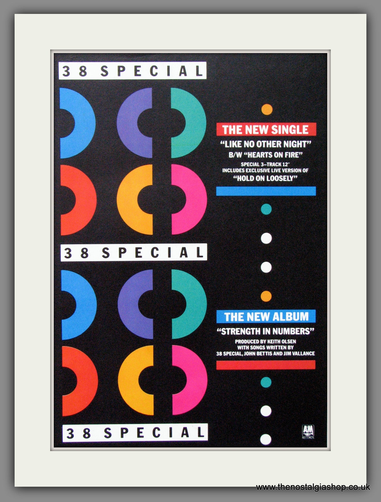 38 Special, Like No Other Night, Strength In Numbers. 1986 Original Advert (ref AD52782)