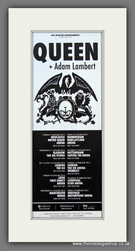 Queen with Adam Lambert. UK Tour. Original Advert 2015 (ref AD400011)
