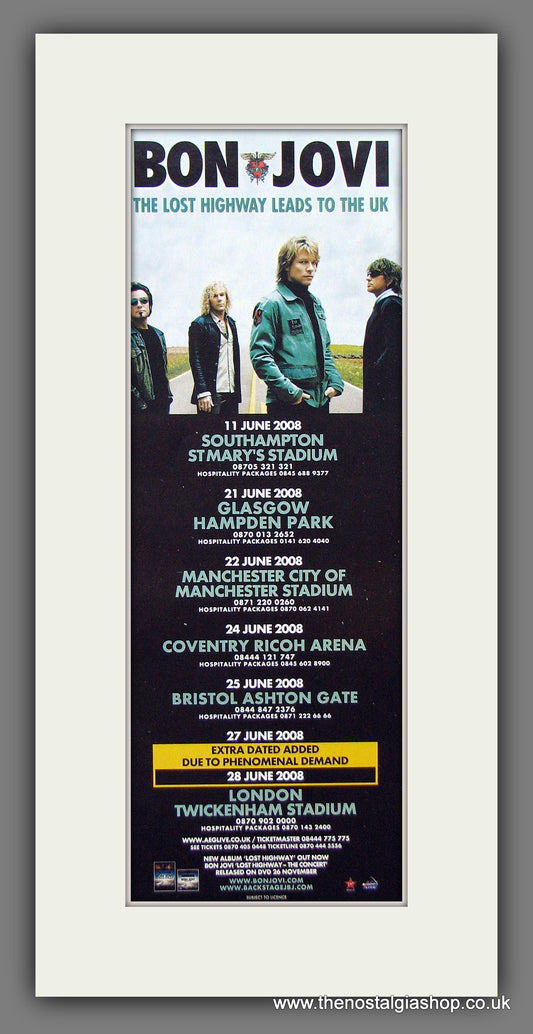 Bon Jovi. Lost Highway UK Tour. Original Advert 2008 (ref AD400027)